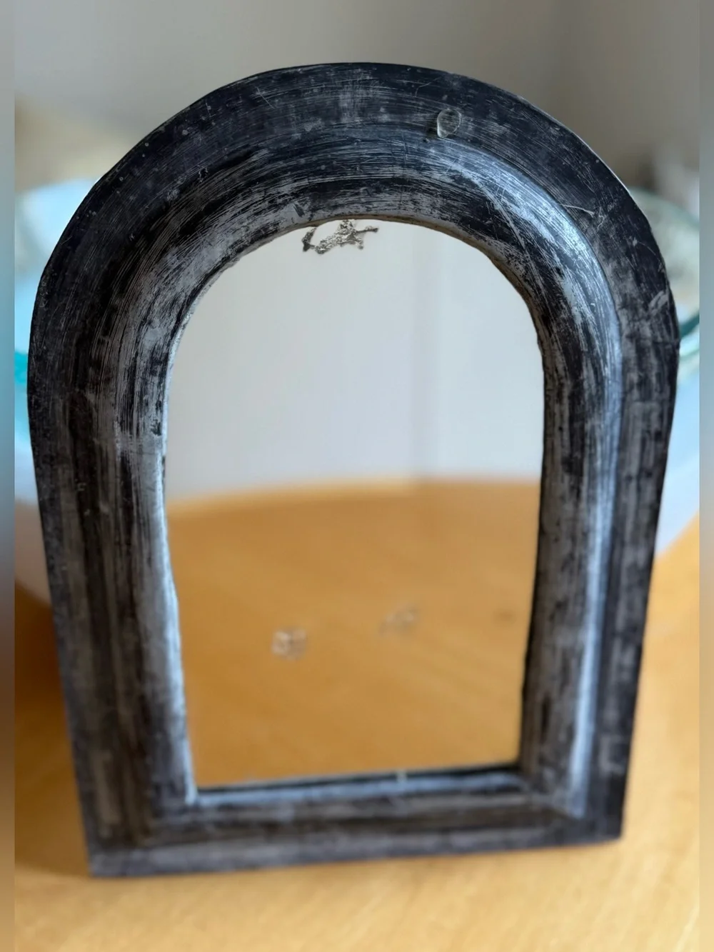 Distressed Black Arched mini Mirror 12X9 Home Wall Decor pier 1 imports brand